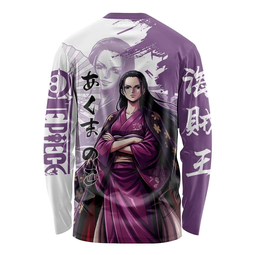Nico Robin in Wano Kimono Elegance Long Sleeve Shirt Demon Child in Regal Purple - One Piece Wano Style