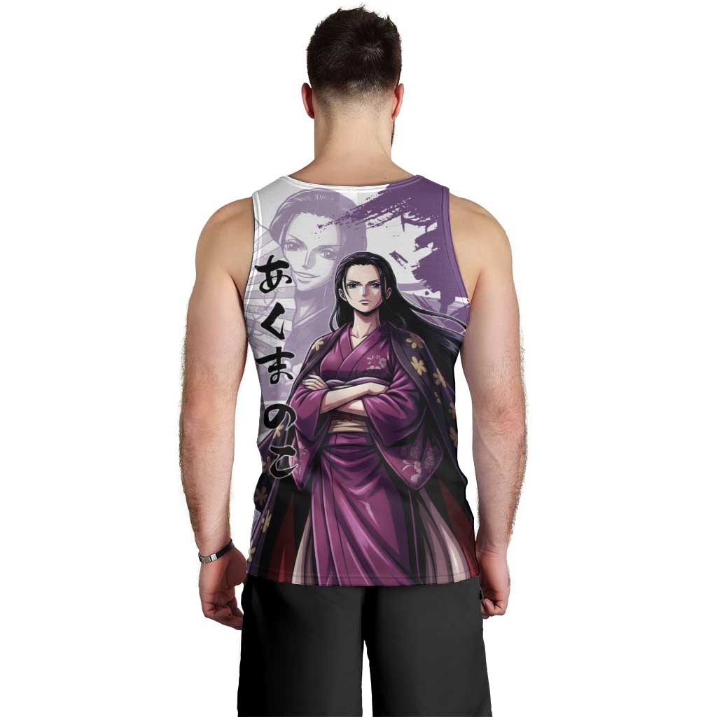 Nico Robin in Wano Kimono Elegance Men Tank Top Demon Child in Regal Purple - One Piece Wano Style