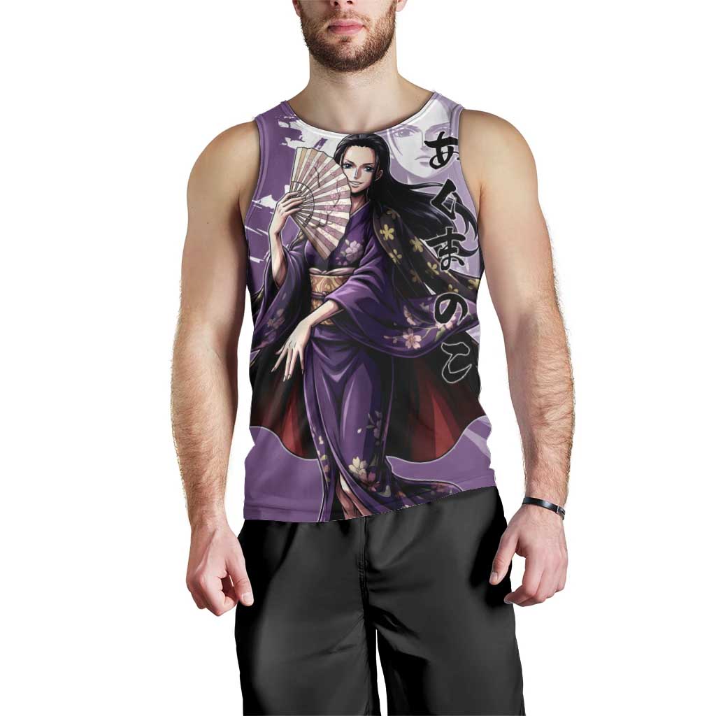 Nico Robin in Wano Kimono Elegance Men Tank Top Demon Child in Regal Purple - One Piece Wano Style