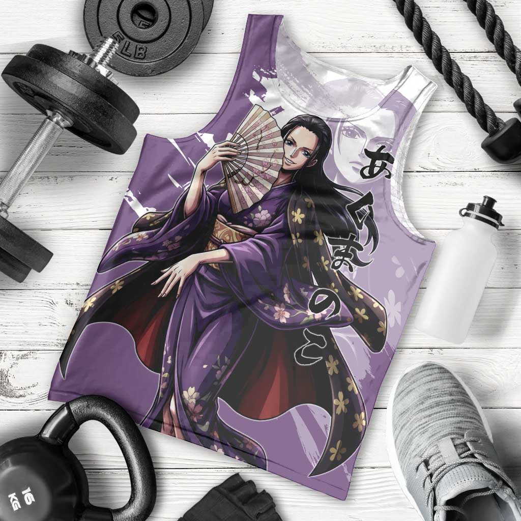Nico Robin in Wano Kimono Elegance Men Tank Top Demon Child in Regal Purple - One Piece Wano Style