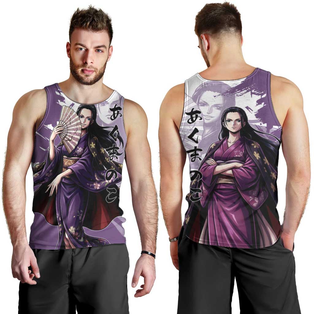 Nico Robin in Wano Kimono Elegance Men Tank Top Demon Child in Regal Purple - One Piece Wano Style