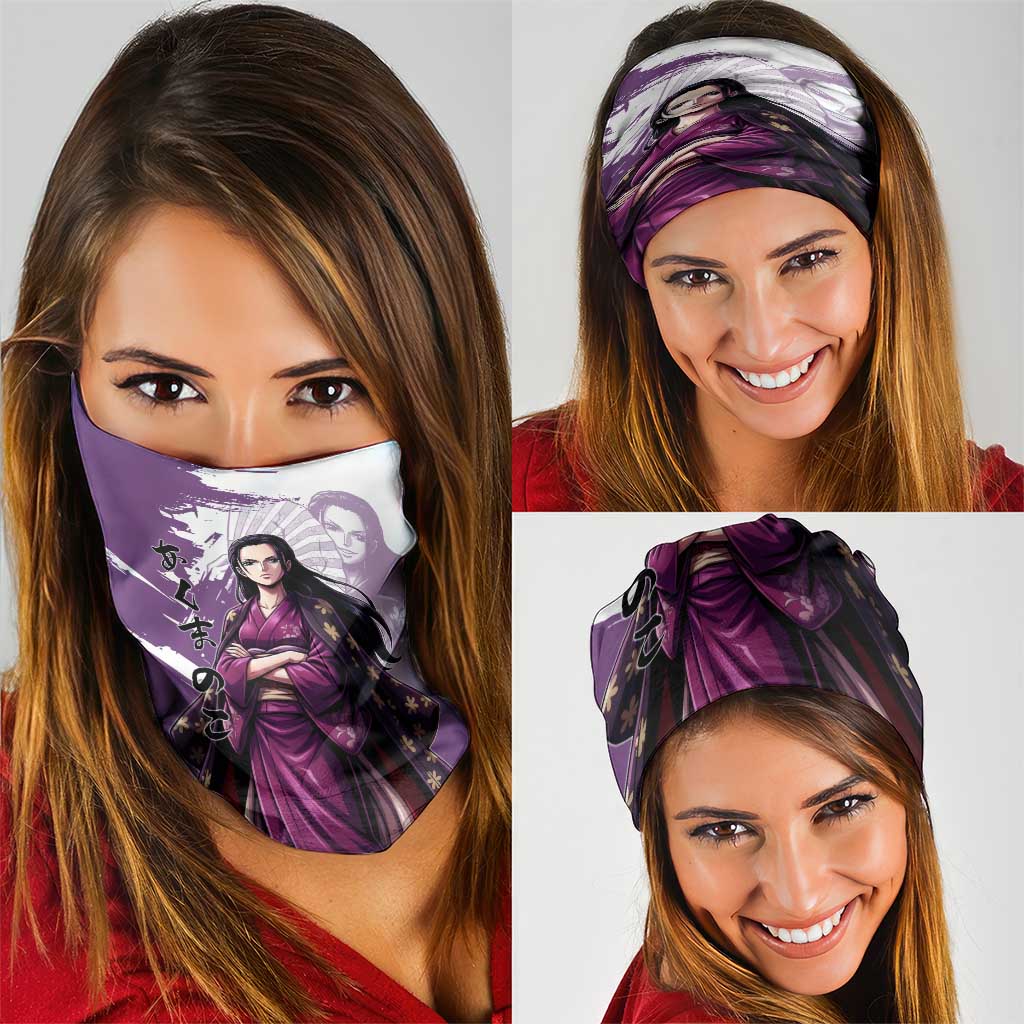Nico Robin in Wano Kimono Elegance Neck Gaiter Demon Child in Regal Purple - One Piece Wano Style