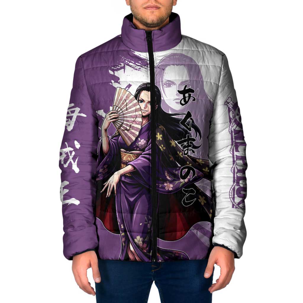 Nico Robin in Wano Kimono Elegance Padded Jacket Demon Child in Regal Purple - One Piece Wano Style