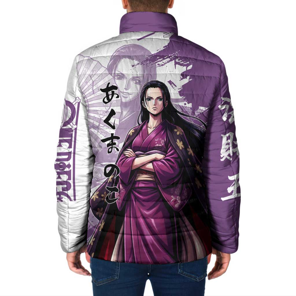 Nico Robin in Wano Kimono Elegance Padded Jacket Demon Child in Regal Purple - One Piece Wano Style