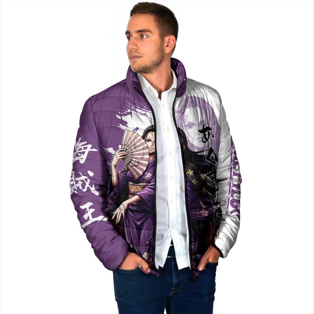 Nico Robin in Wano Kimono Elegance Padded Jacket Demon Child in Regal Purple - One Piece Wano Style
