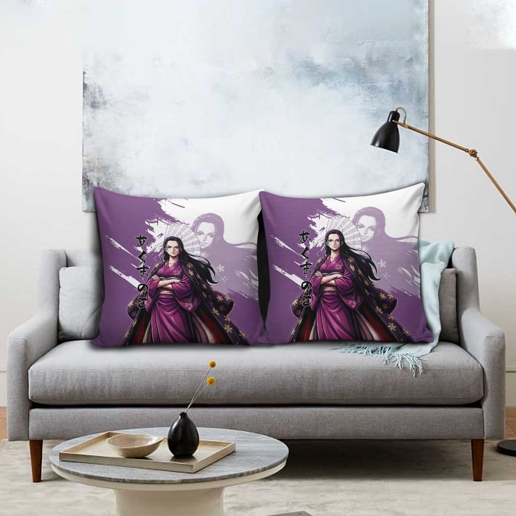 Nico Robin in Wano Kimono Elegance Pillow Cover Demon Child in Regal Purple - One Piece Wano Style