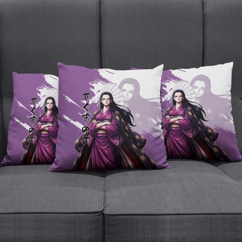 Nico Robin in Wano Kimono Elegance Pillow Cover Demon Child in Regal Purple - One Piece Wano Style