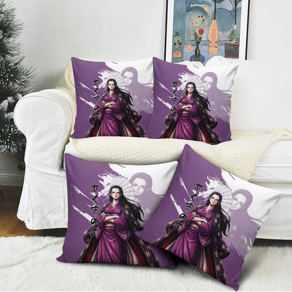 Nico Robin in Wano Kimono Elegance Pillow Cover Demon Child in Regal Purple - One Piece Wano Style