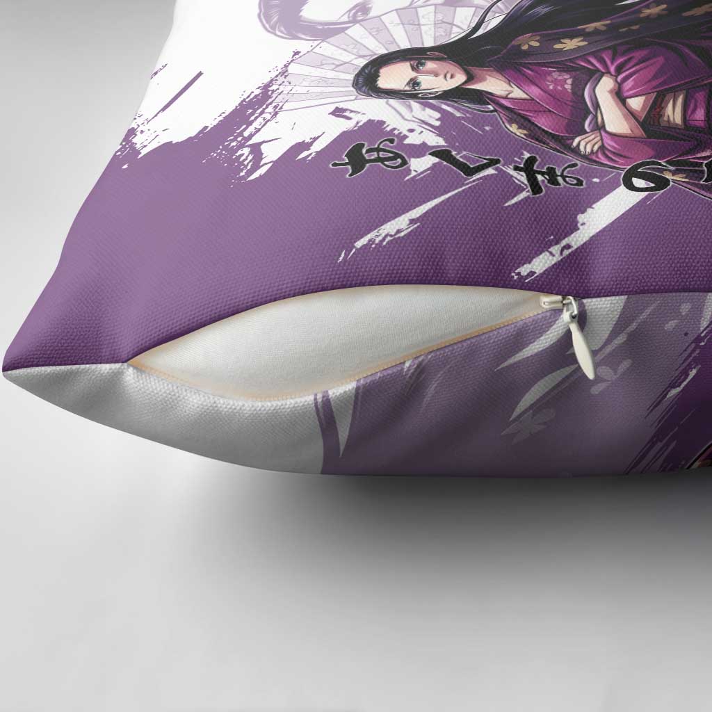 Nico Robin in Wano Kimono Elegance Pillow Cover Demon Child in Regal Purple - One Piece Wano Style