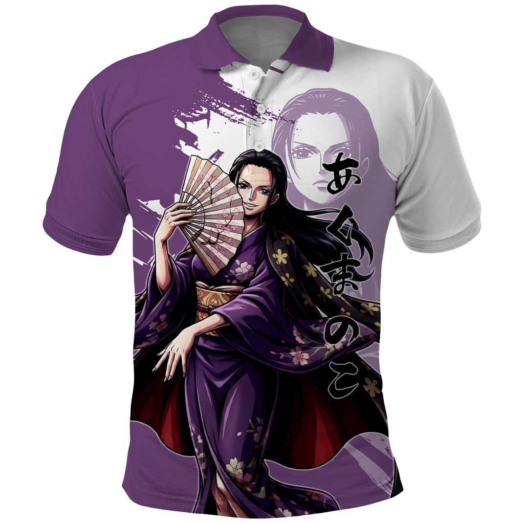Nico Robin in Wano Kimono Elegance Polo Shirt Demon Child in Regal Purple - One Piece Wano Style