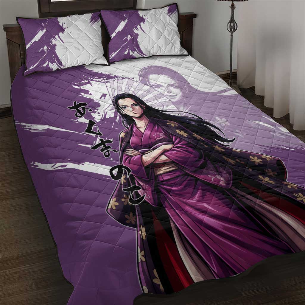 Nico Robin in Wano Kimono Elegance Quilt Bed Set Demon Child in Regal Purple - One Piece Wano Style