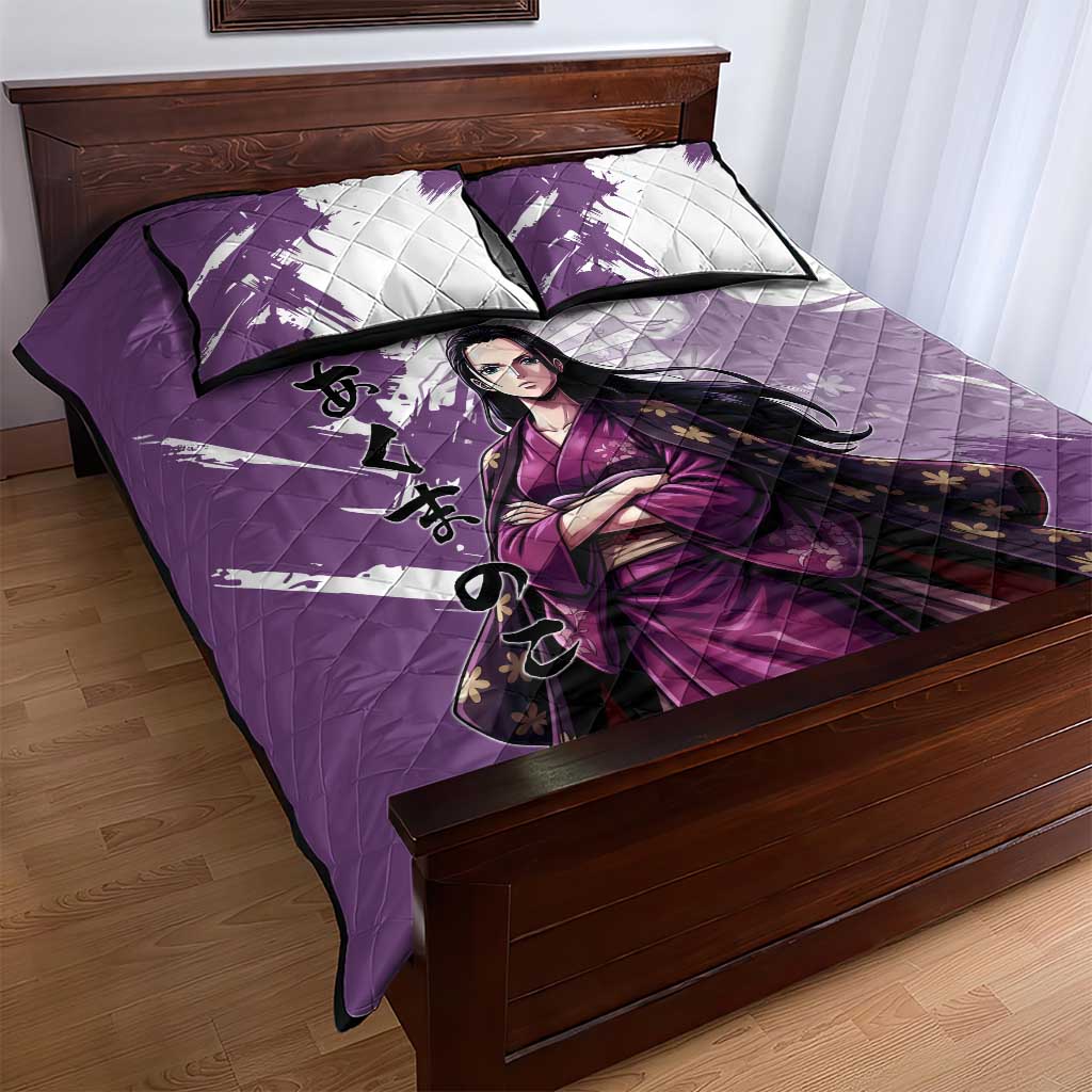 Nico Robin in Wano Kimono Elegance Quilt Bed Set Demon Child in Regal Purple - One Piece Wano Style