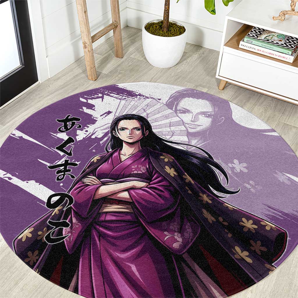 Nico Robin in Wano Kimono Elegance Round Carpet Demon Child in Regal Purple - One Piece Wano Style
