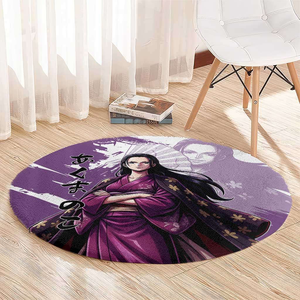 Nico Robin in Wano Kimono Elegance Round Carpet Demon Child in Regal Purple - One Piece Wano Style