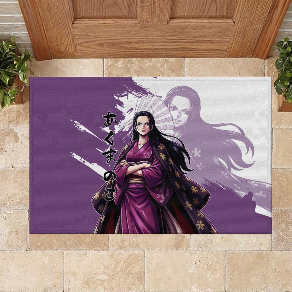 Nico Robin in Wano Kimono Elegance Rubber Doormat Demon Child in Regal Purple - One Piece Wano Style