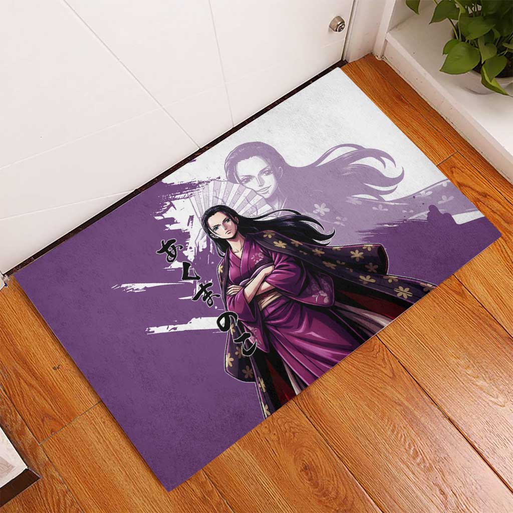 Nico Robin in Wano Kimono Elegance Rubber Doormat Demon Child in Regal Purple - One Piece Wano Style