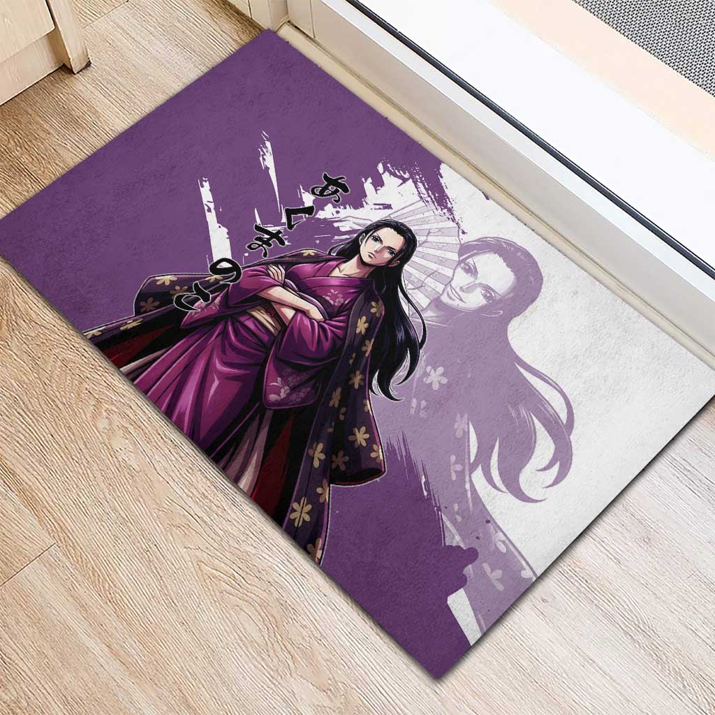 Nico Robin in Wano Kimono Elegance Rubber Doormat Demon Child in Regal Purple - One Piece Wano Style