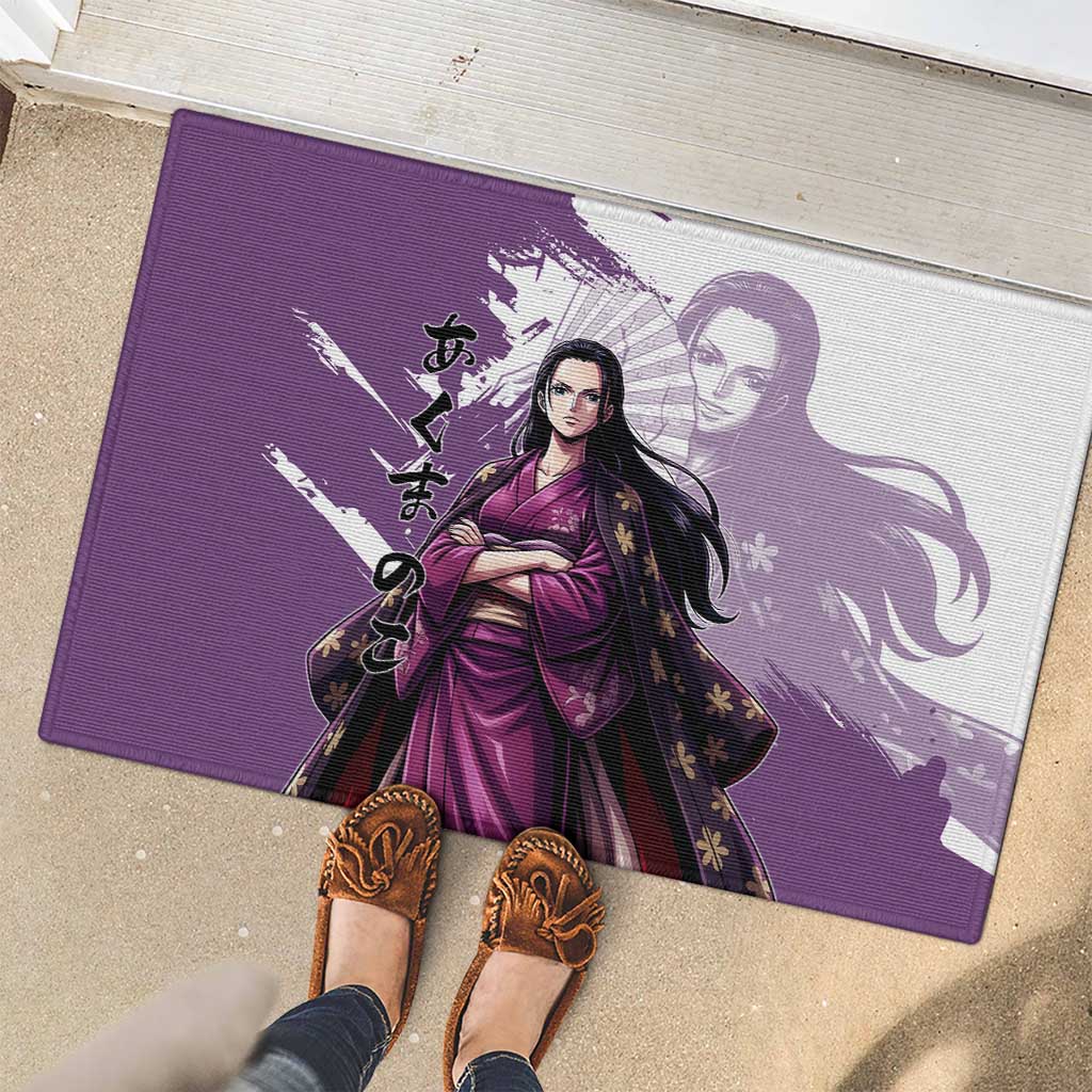 Nico Robin in Wano Kimono Elegance Rubber Doormat Demon Child in Regal Purple - One Piece Wano Style