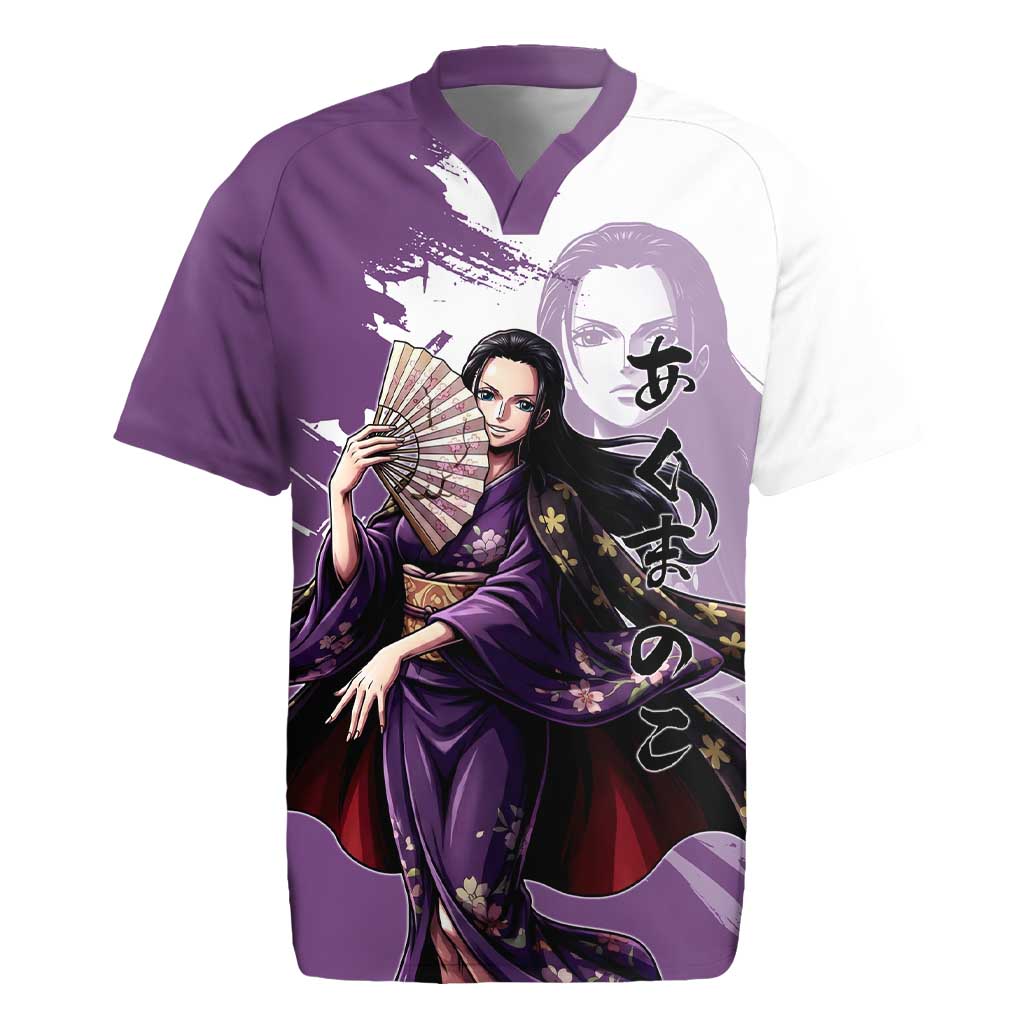 Nico Robin in Wano Kimono Elegance Rugby Jersey Demon Child in Regal Purple - One Piece Wano Style