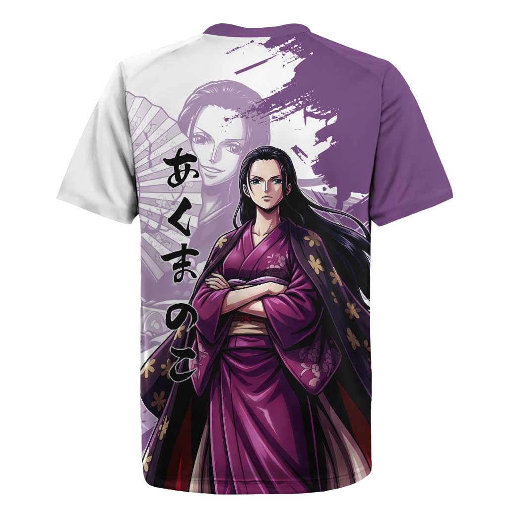 Nico Robin in Wano Kimono Elegance Rugby Jersey Demon Child in Regal Purple - One Piece Wano Style