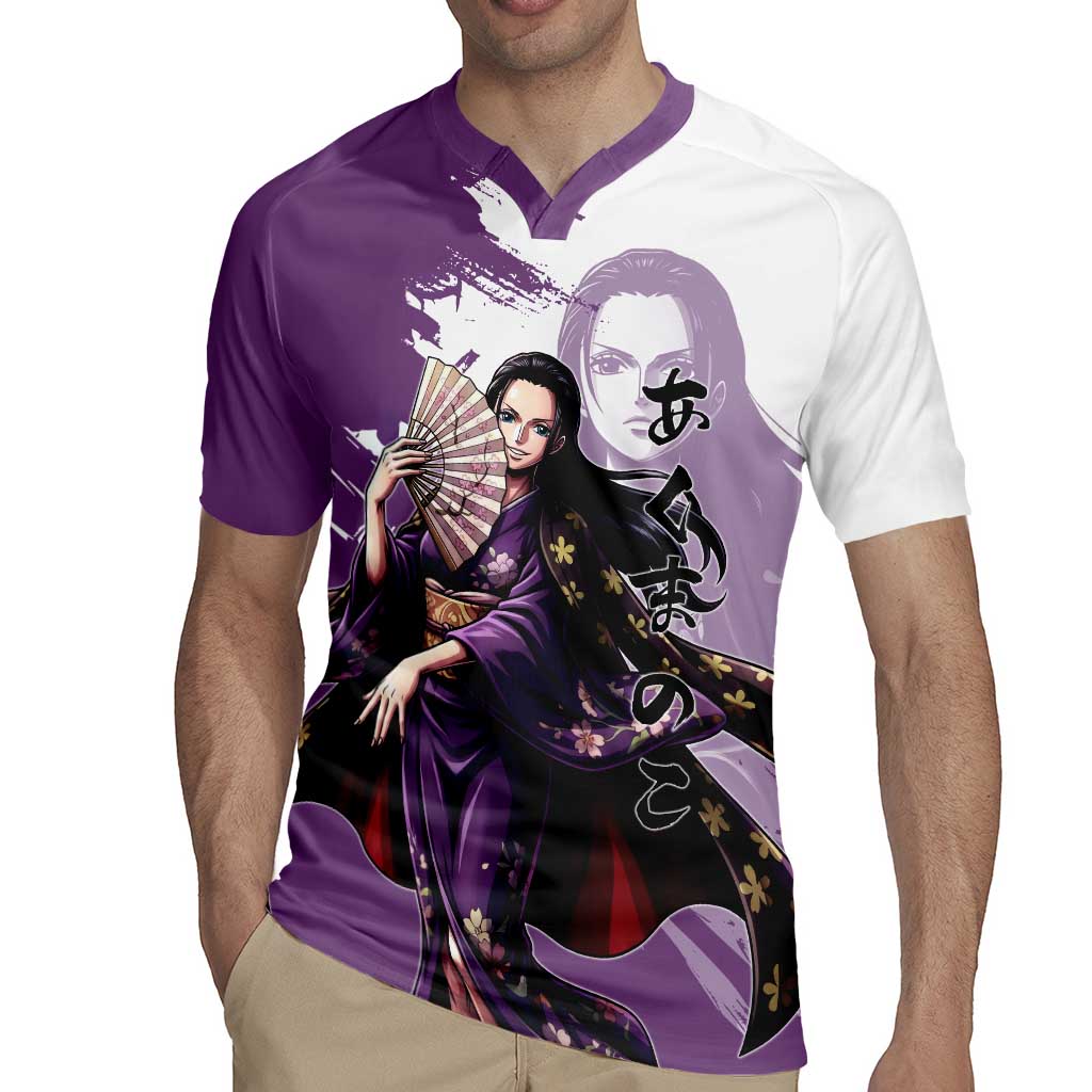 Nico Robin in Wano Kimono Elegance Rugby Jersey Demon Child in Regal Purple - One Piece Wano Style