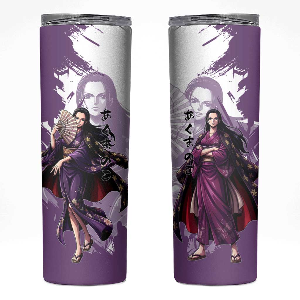 Nico Robin in Wano Kimono Elegance Skinny Tumbler Demon Child in Regal Purple - One Piece Wano Style