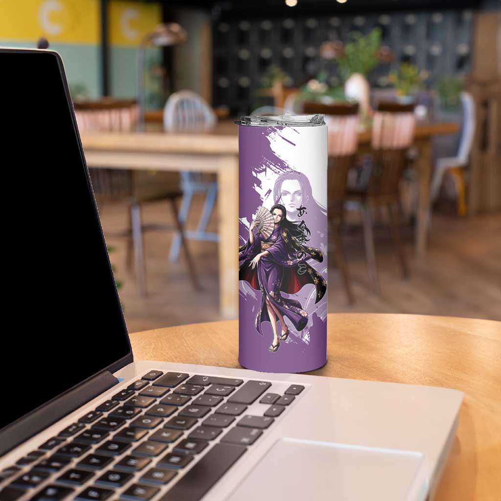 Nico Robin in Wano Kimono Elegance Skinny Tumbler Demon Child in Regal Purple - One Piece Wano Style