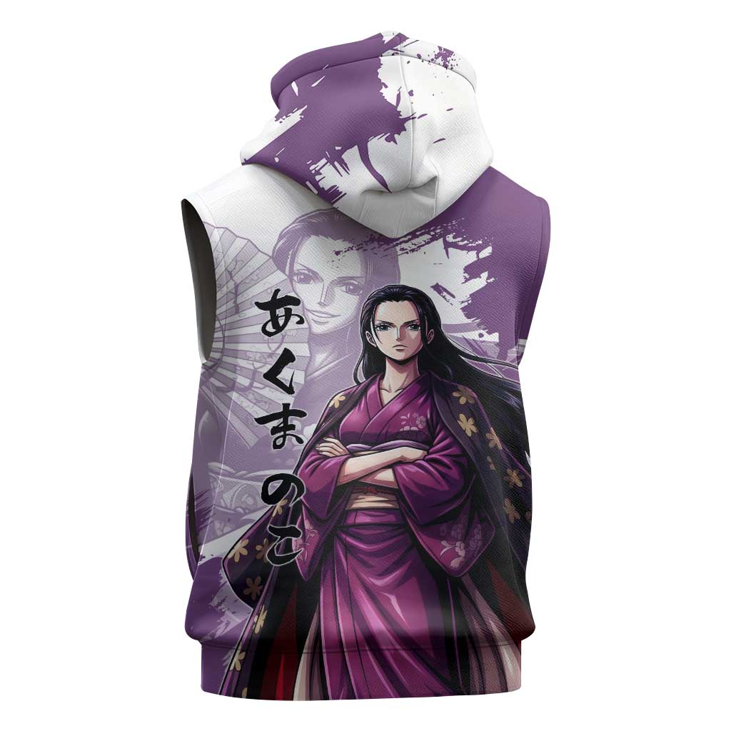 Nico Robin in Wano Kimono Elegance Sleeveless Hoodie Demon Child in Regal Purple - One Piece Wano Style