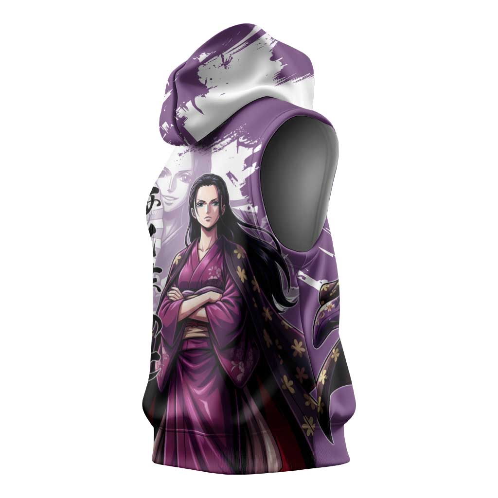 Nico Robin in Wano Kimono Elegance Sleeveless Hoodie Demon Child in Regal Purple - One Piece Wano Style