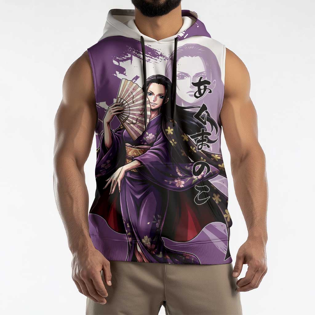 Nico Robin in Wano Kimono Elegance Sleeveless Hoodie Demon Child in Regal Purple - One Piece Wano Style