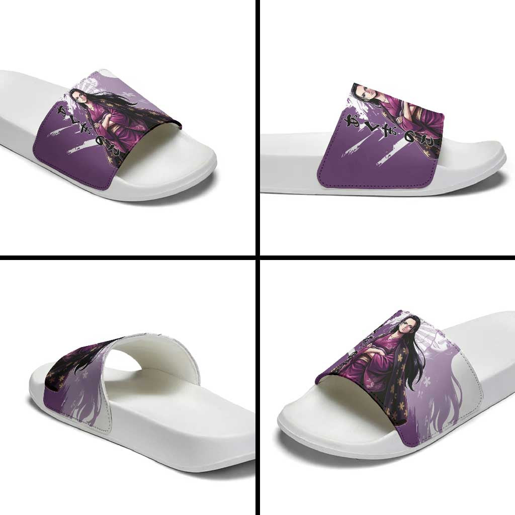 Nico Robin in Wano Kimono Elegance Slide Sandals Demon Child in Regal Purple - One Piece Wano Style