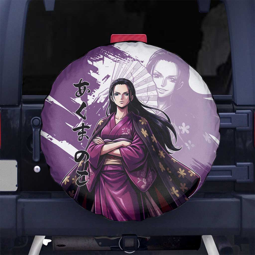 Nico Robin in Wano Kimono Elegance Spare Tire Cover Demon Child in Regal Purple - One Piece Wano Style