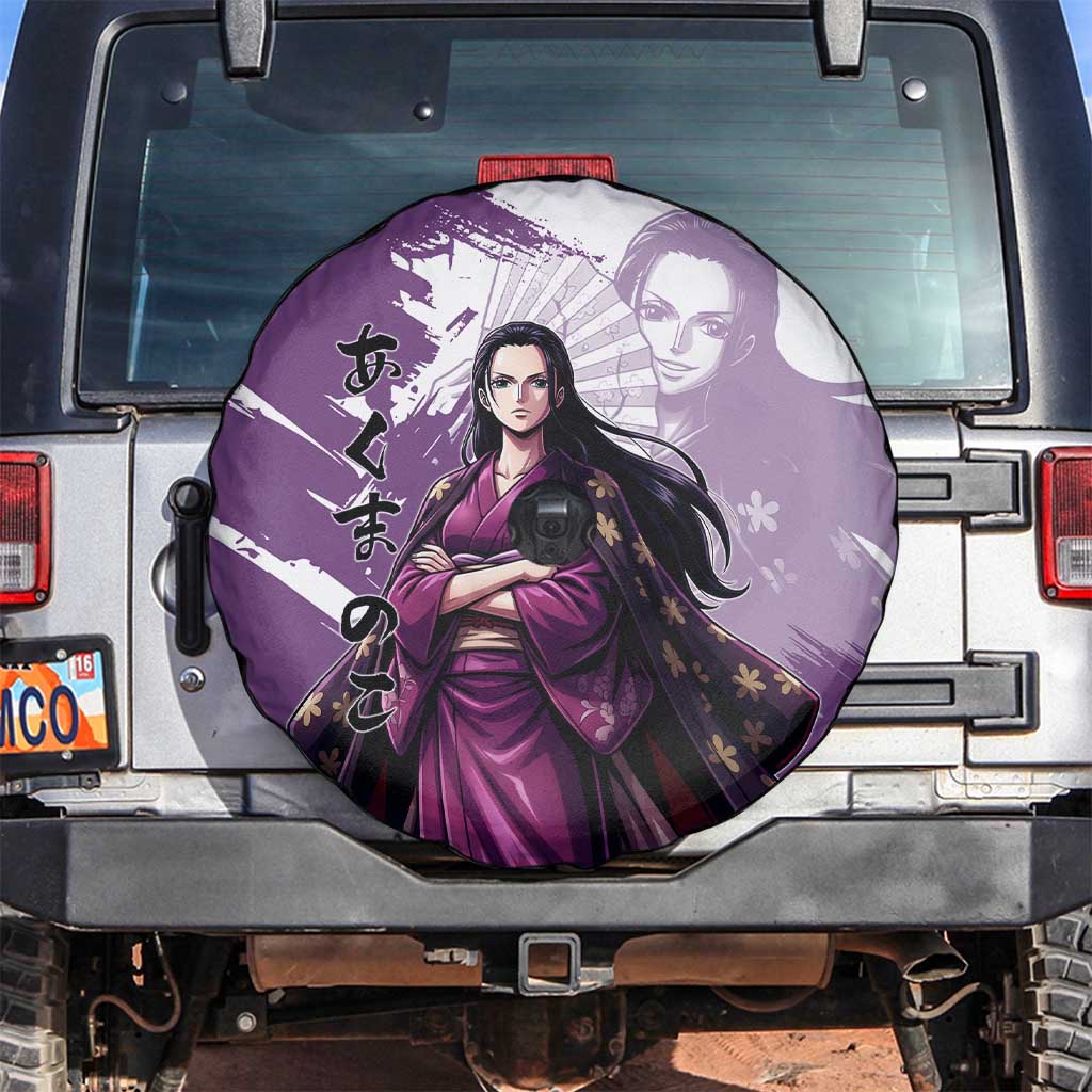 Nico Robin in Wano Kimono Elegance Spare Tire Cover Demon Child in Regal Purple - One Piece Wano Style