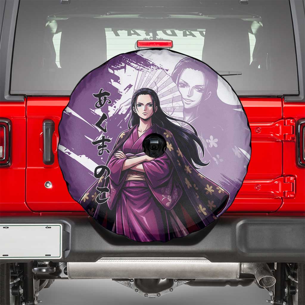 Nico Robin in Wano Kimono Elegance Spare Tire Cover Demon Child in Regal Purple - One Piece Wano Style