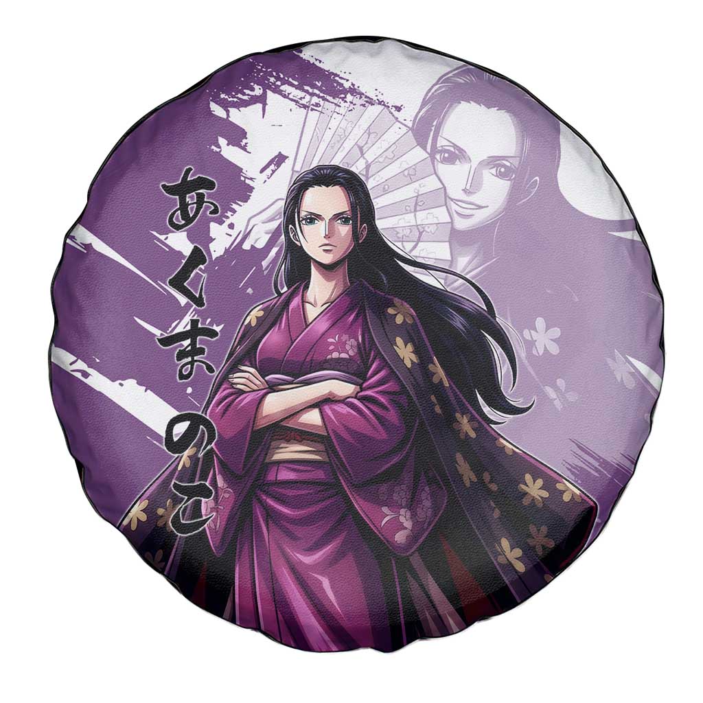 Nico Robin in Wano Kimono Elegance Spare Tire Cover Demon Child in Regal Purple - One Piece Wano Style