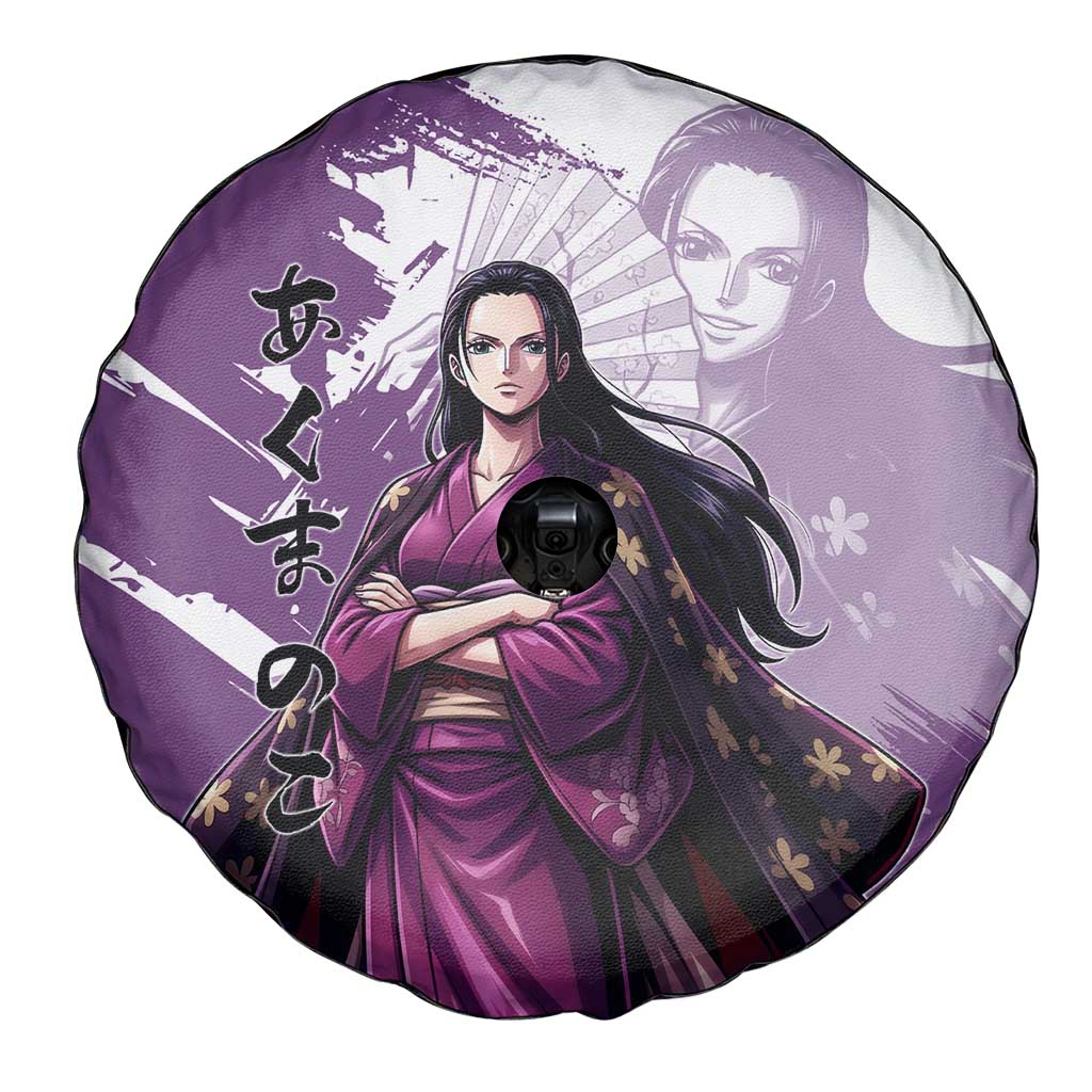 Nico Robin in Wano Kimono Elegance Spare Tire Cover Demon Child in Regal Purple - One Piece Wano Style