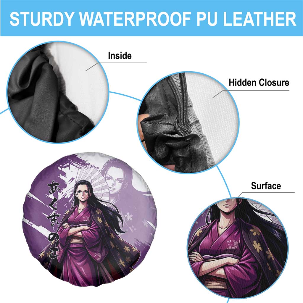 Nico Robin in Wano Kimono Elegance Spare Tire Cover Demon Child in Regal Purple - One Piece Wano Style