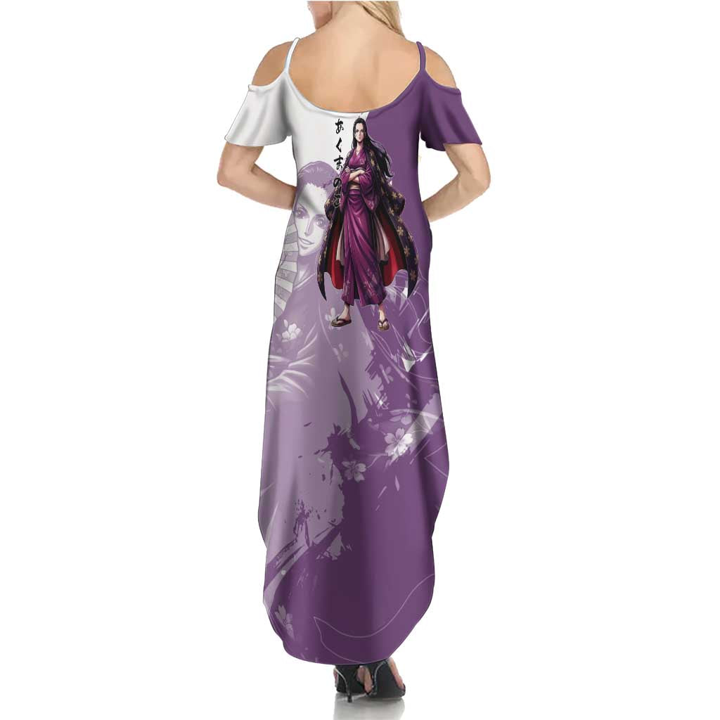 Nico Robin in Wano Kimono Elegance Summer Maxi Dress Demon Child in Regal Purple - One Piece Wano Style