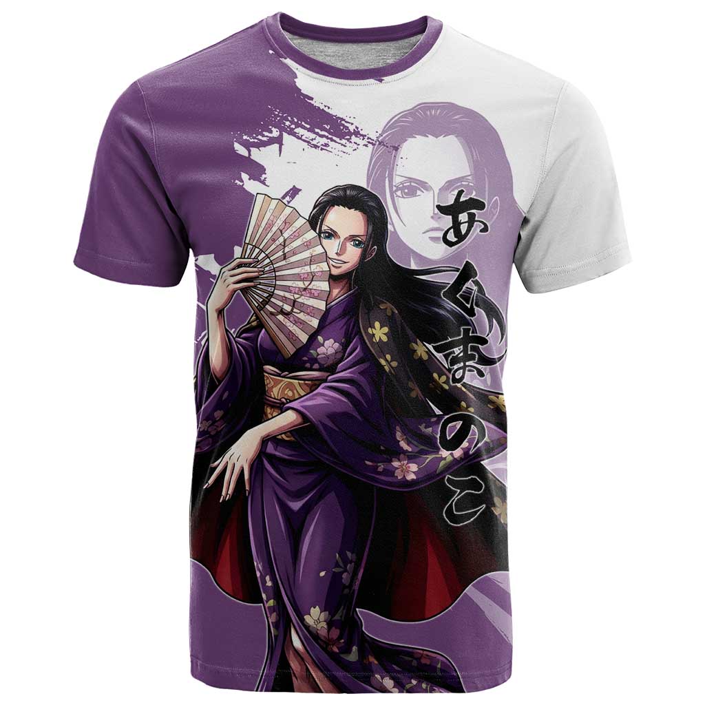 Nico Robin in Wano Kimono Elegance T Shirt Demon Child in Regal Purple - One Piece Wano Style