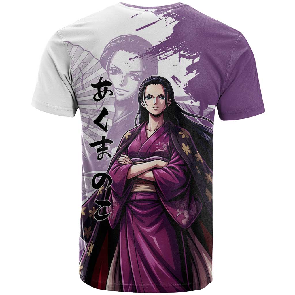 Nico Robin in Wano Kimono Elegance T Shirt Demon Child in Regal Purple - One Piece Wano Style