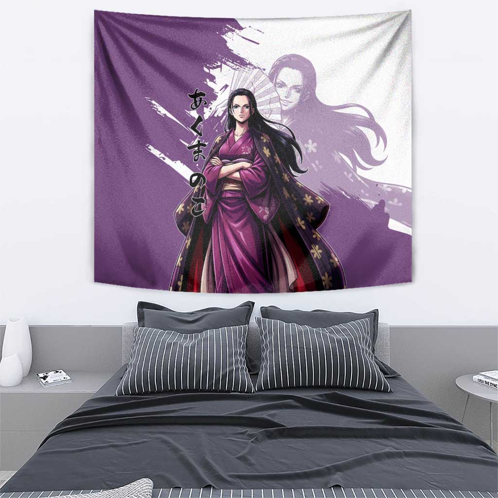 Nico Robin in Wano Kimono Elegance Tapestry Demon Child in Regal Purple - One Piece Wano Style