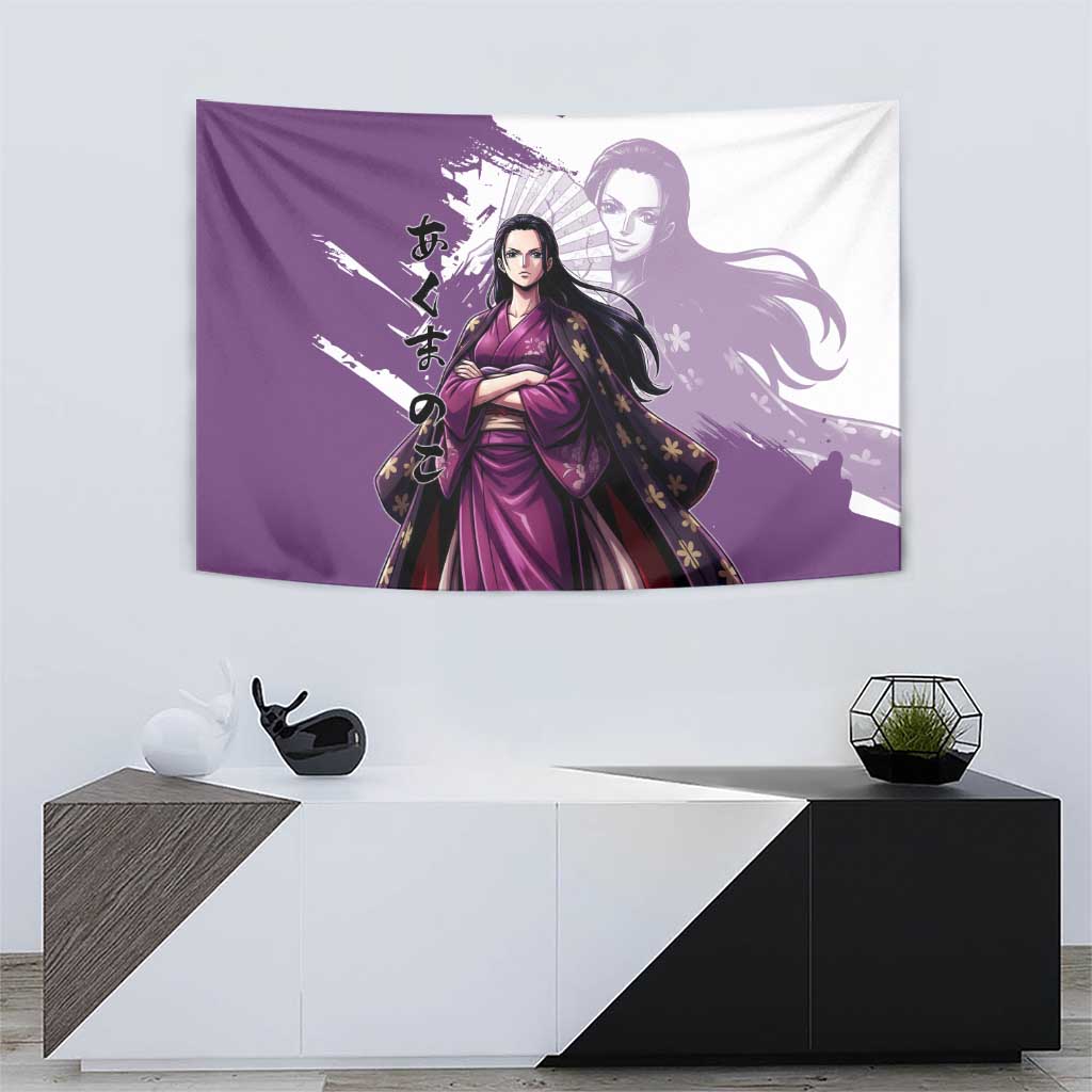 Nico Robin in Wano Kimono Elegance Tapestry Demon Child in Regal Purple - One Piece Wano Style