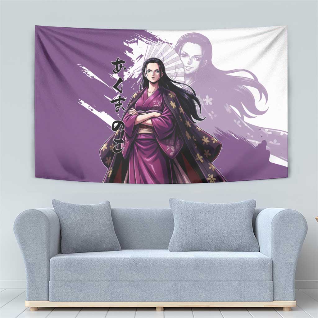Nico Robin in Wano Kimono Elegance Tapestry Demon Child in Regal Purple - One Piece Wano Style