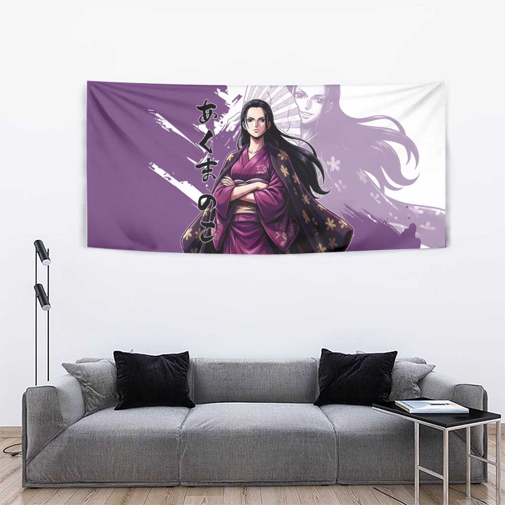 Nico Robin in Wano Kimono Elegance Tapestry Demon Child in Regal Purple - One Piece Wano Style