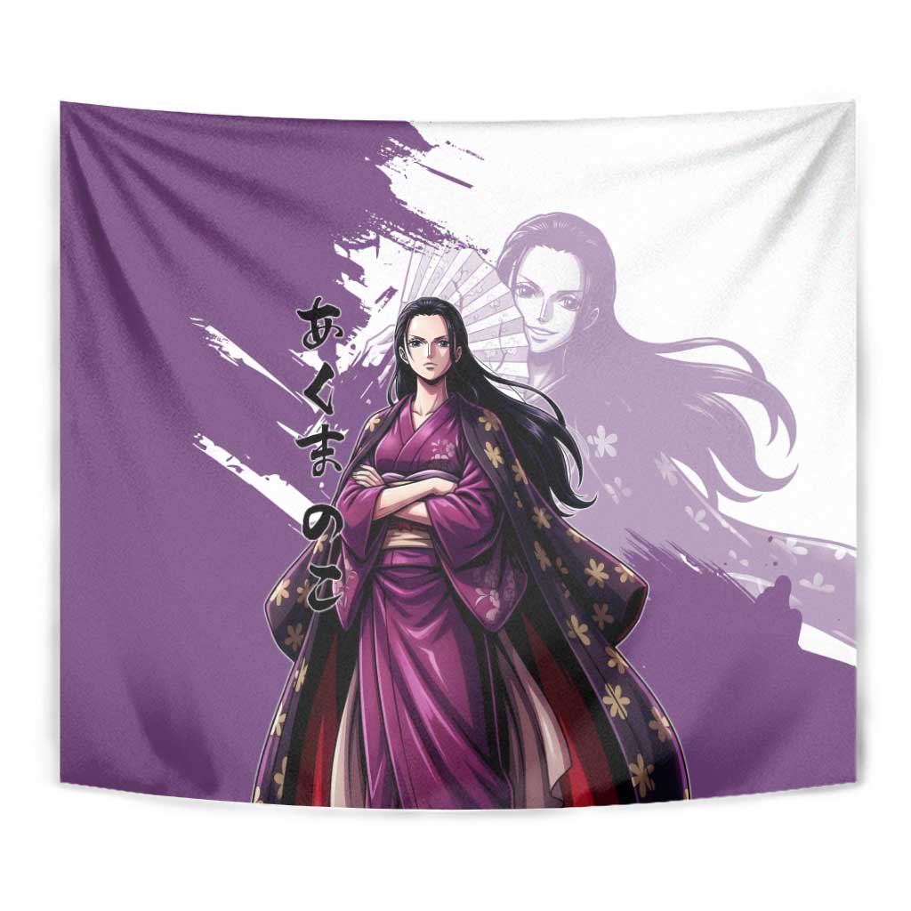 Nico Robin in Wano Kimono Elegance Tapestry Demon Child in Regal Purple - One Piece Wano Style