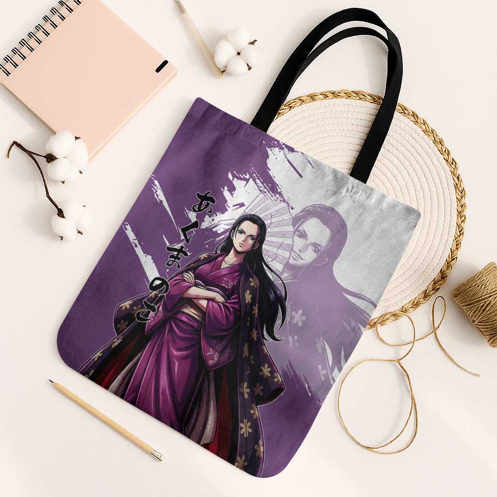 Nico Robin in Wano Kimono Elegance Tote Bag Demon Child in Regal Purple - One Piece Wano Style