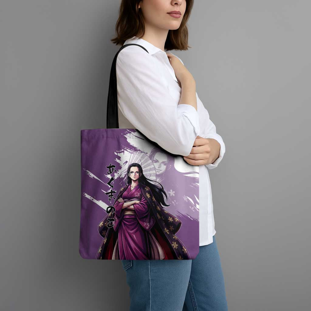 Nico Robin in Wano Kimono Elegance Tote Bag Demon Child in Regal Purple - One Piece Wano Style