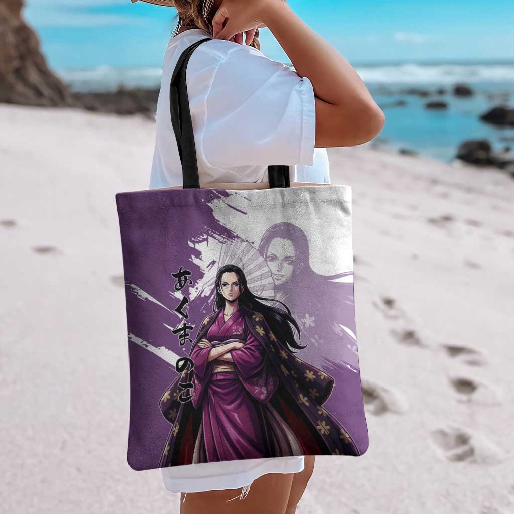 Nico Robin in Wano Kimono Elegance Tote Bag Demon Child in Regal Purple - One Piece Wano Style