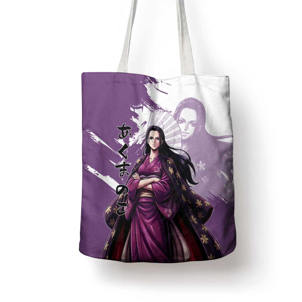 Nico Robin in Wano Kimono Elegance Tote Bag Demon Child in Regal Purple - One Piece Wano Style