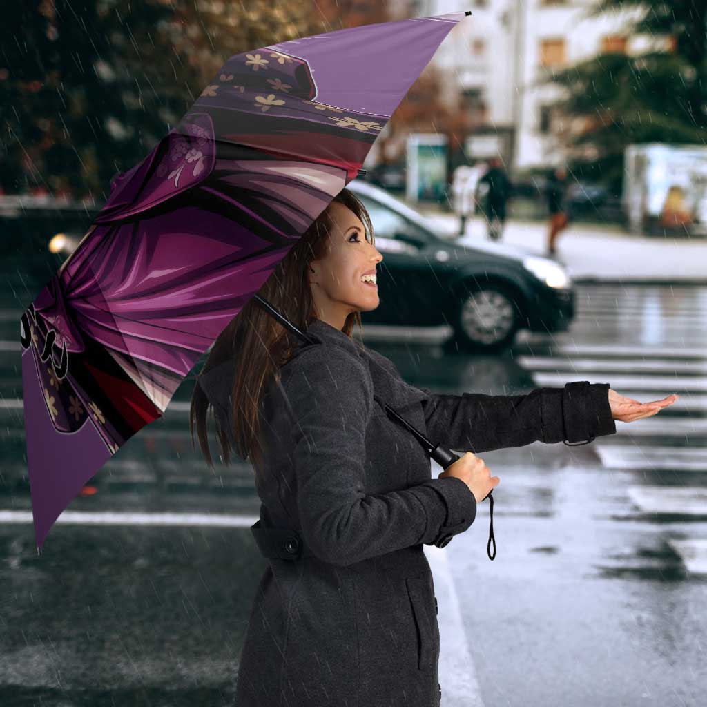 Nico Robin in Wano Kimono Elegance Umbrella Demon Child in Regal Purple - One Piece Wano Style